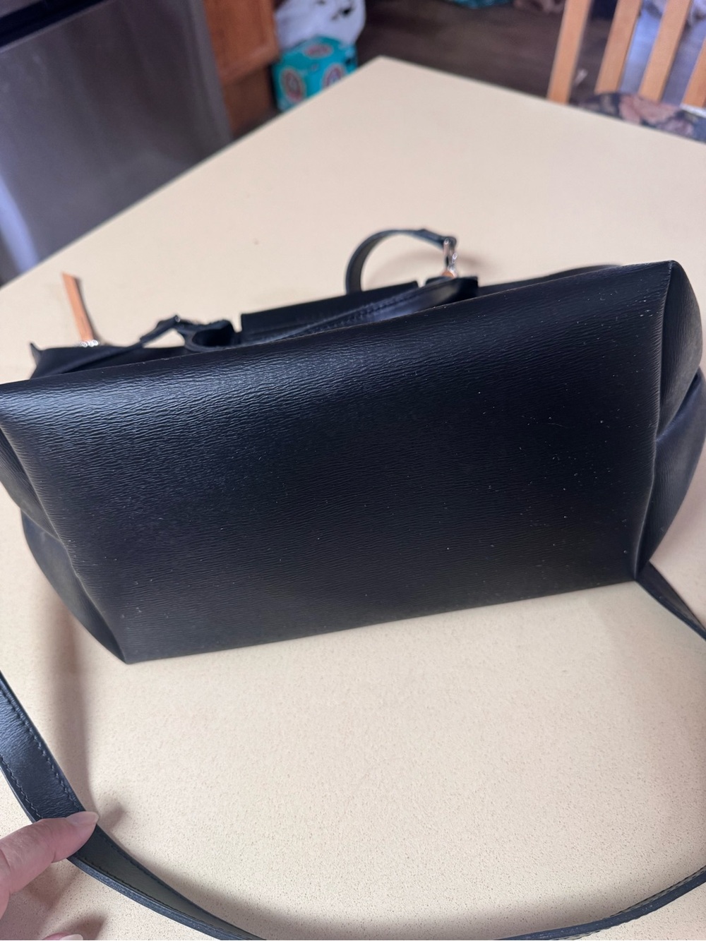 Longchamp Black Leather Small Tote with Crossbody Strap - Picture 5 of 6